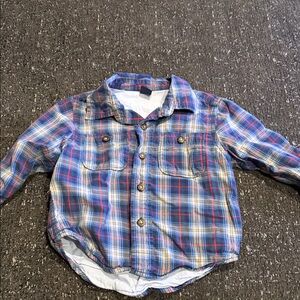 GAP Blue and Red Plaid Kids Button-Down Shirt
